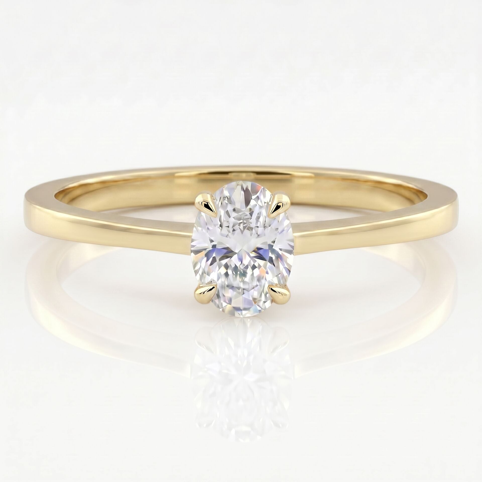0.50 Carat E VS Lab Diamond Oval Solitaire Yellow Gold Ring