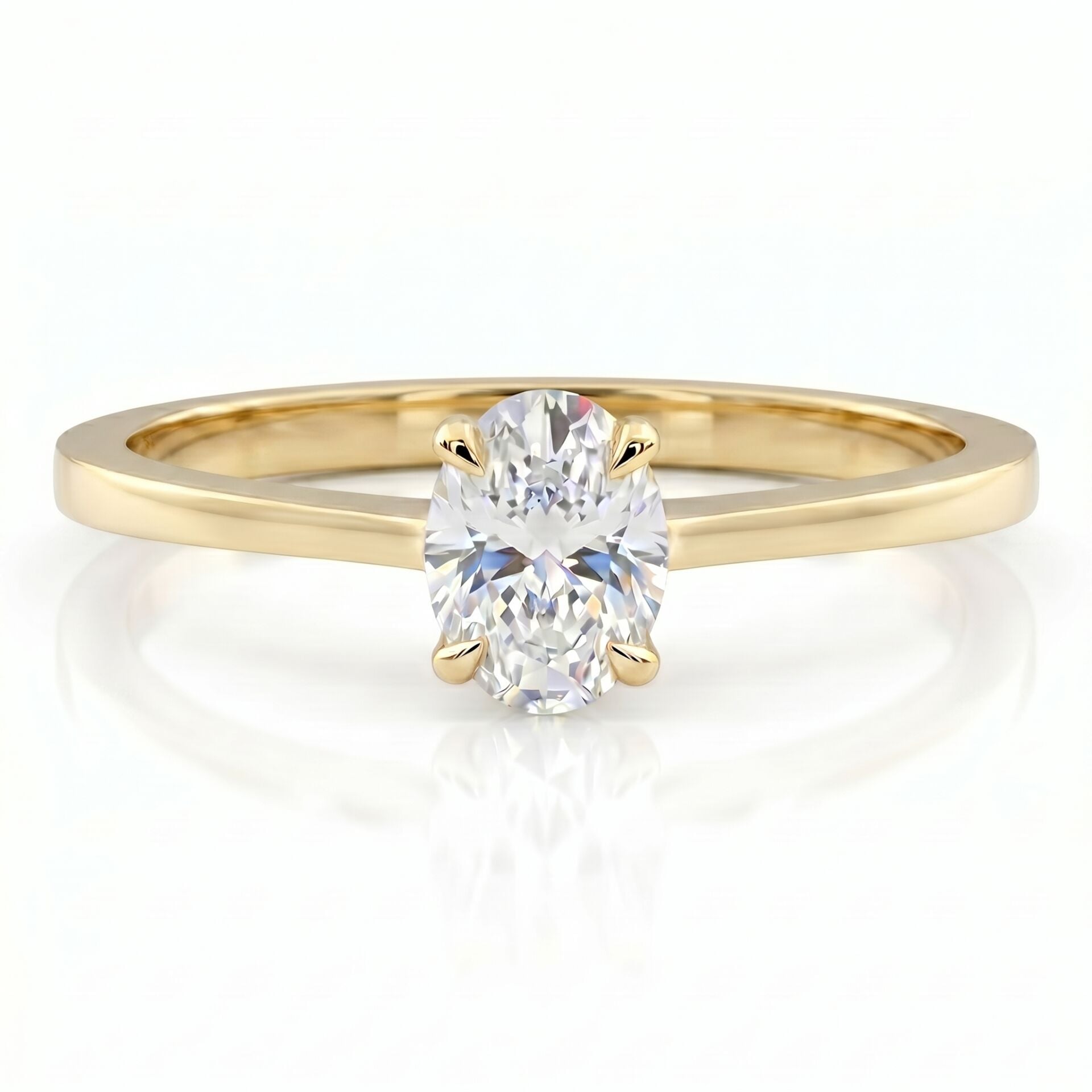 0.60 Carat D VS Lab. Diamond Oval Solitaire Yellow Gold Ring