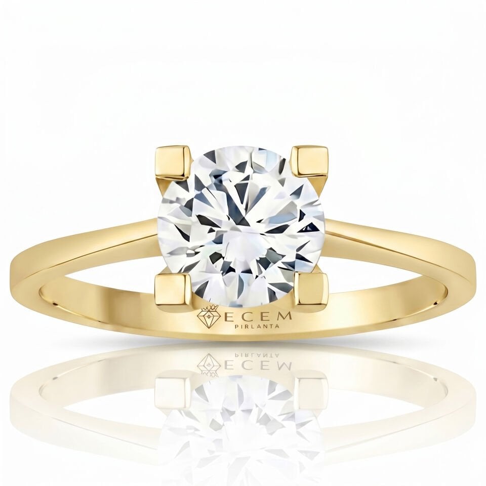 4.00 Carat D VS Lab. Diamond Solitaire Yellow Gold Ring