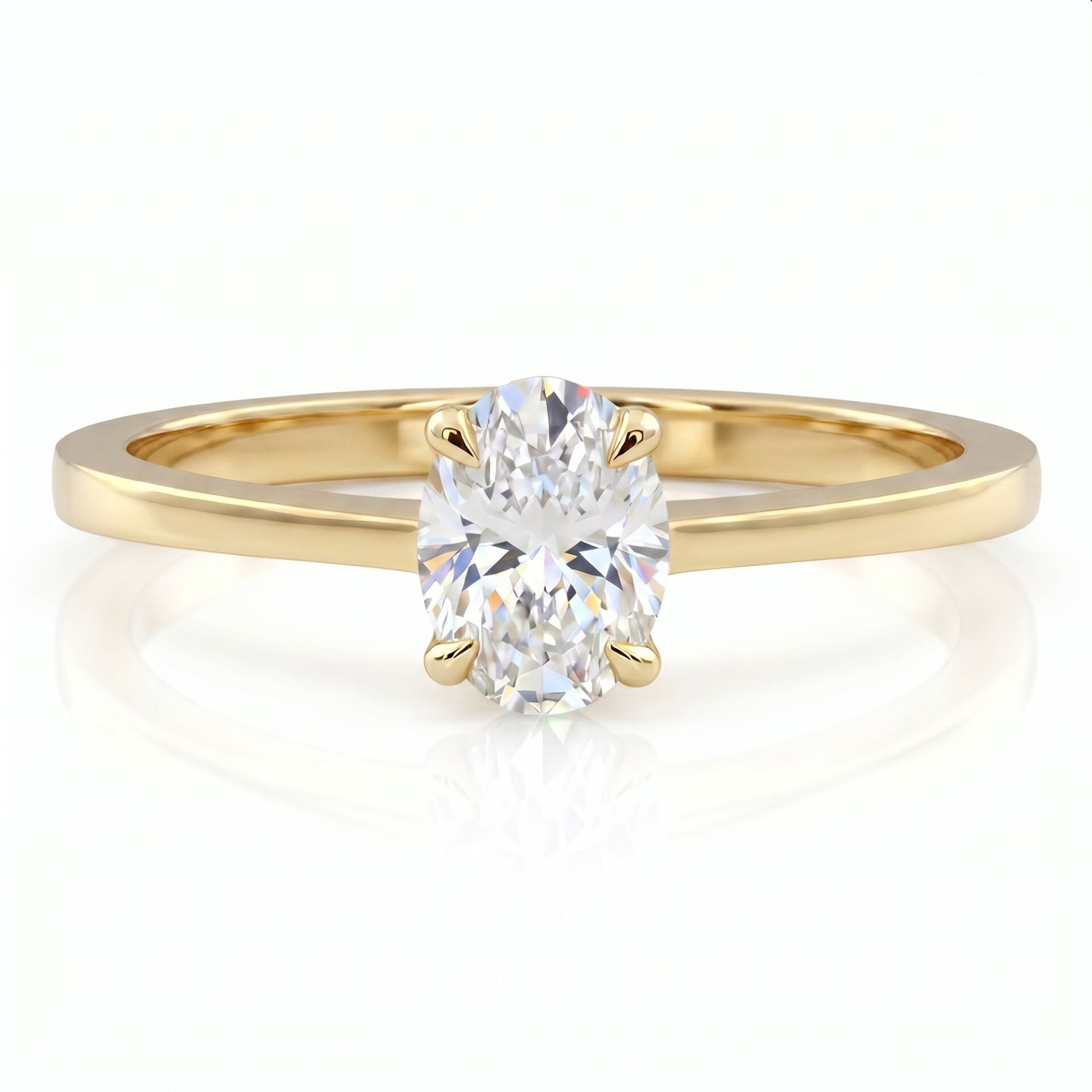 0.70 Carat E VS Lab Diamond Oval Solitaire Yellow Gold Ring