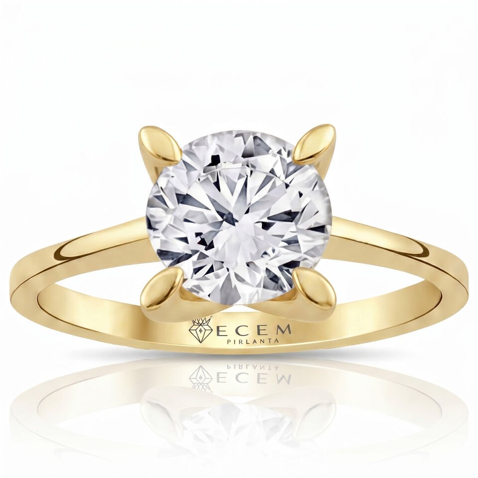 4.00 Carat D VS Lab. Diamond Solitaire Yellow Gold Ring