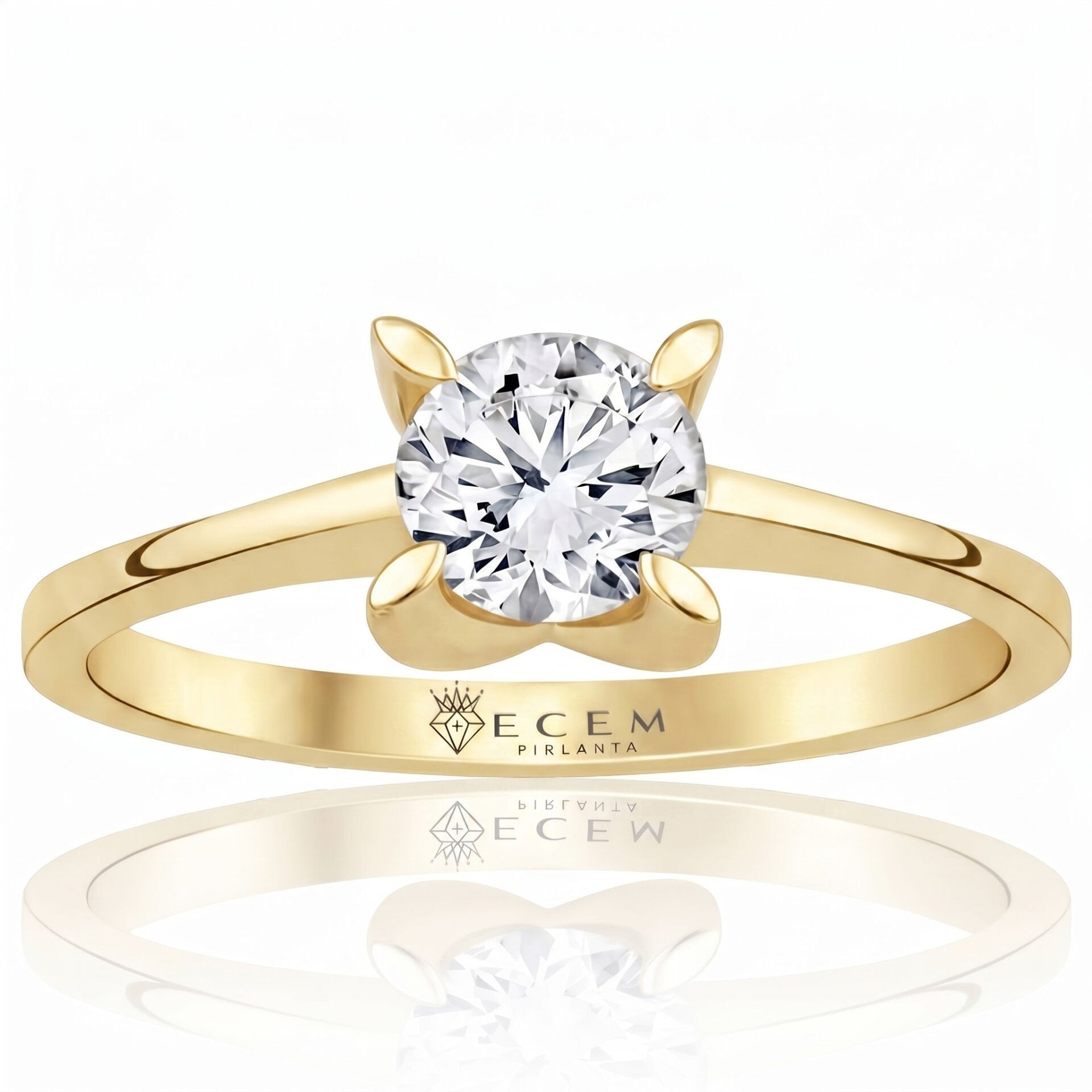 1.00 Carat E VS1 Lab Diamond Solitaire Yellow Gold Ring