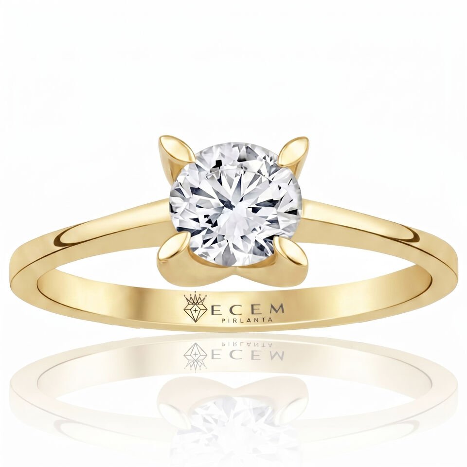1.00 Carat E VS1 Lab Diamond Solitaire Yellow Gold Ring