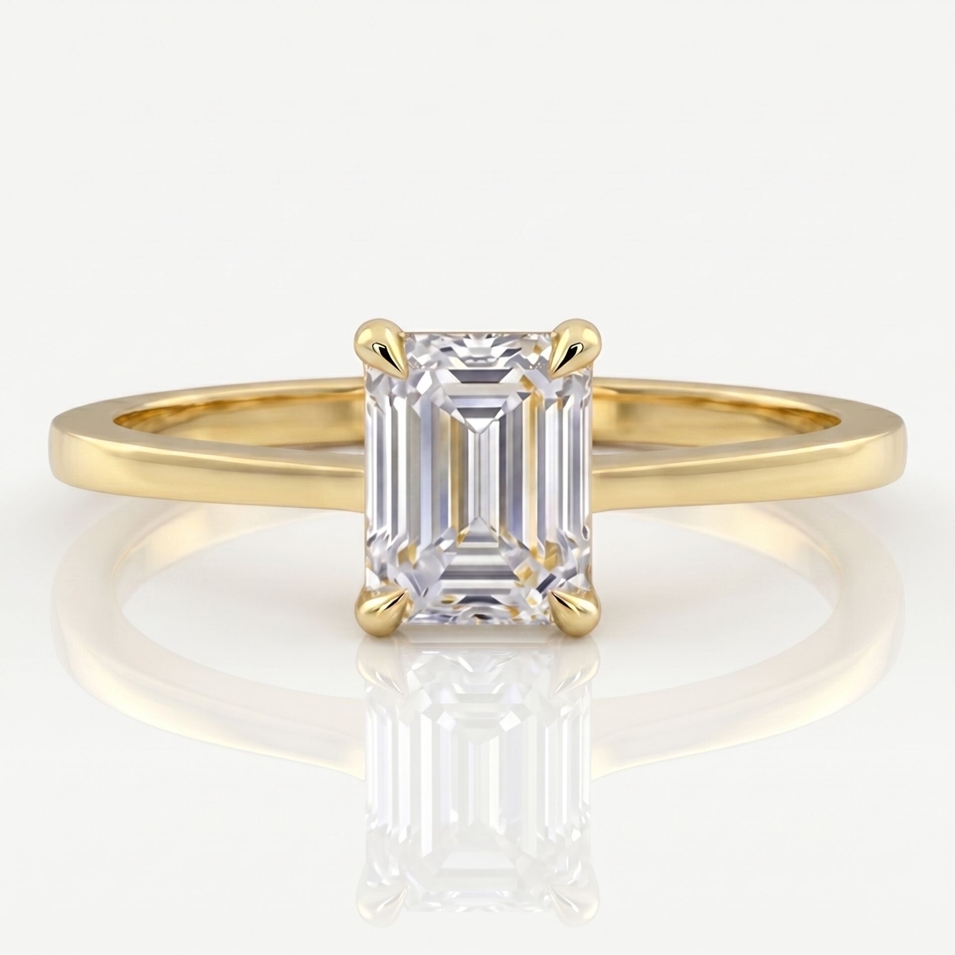 2.00 Carat D VS Lab. Diamond Emerald Solitaire Yellow Gold Ring