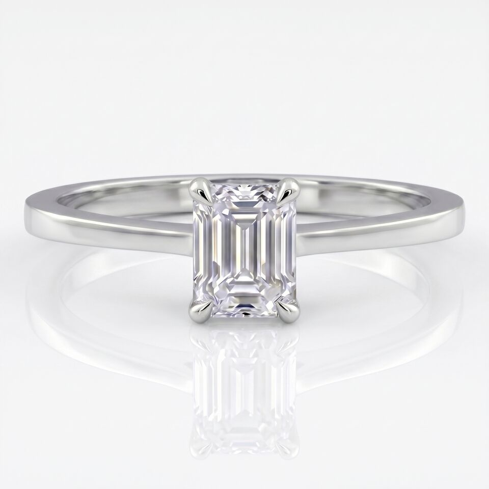 0.50 Carat D VS Lab-Diamond Emerald Solitaire Ring