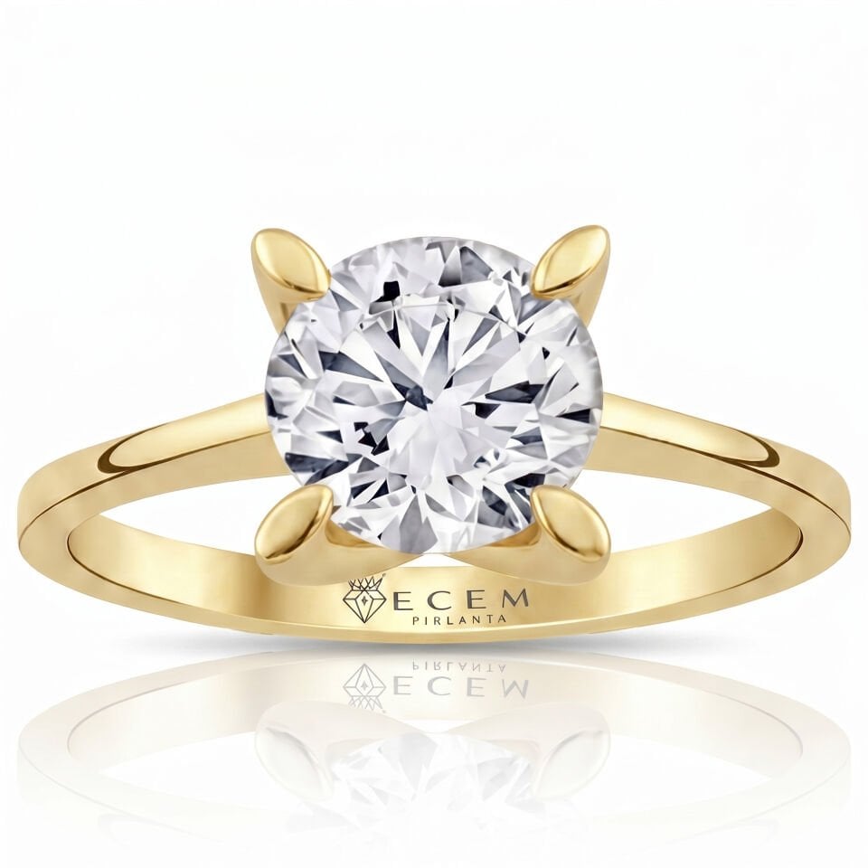 4.00 Carat E VS Lab. Diamond Solitaire Yellow Gold Ring