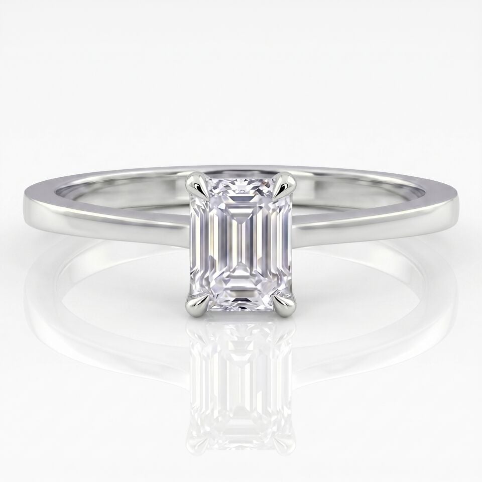 0.60 Carat D VS Lab-Diamond Emerald Solitaire Ring