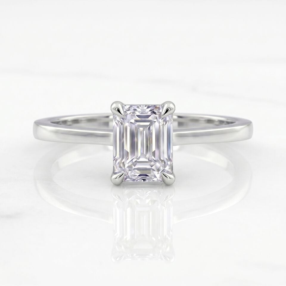 0.70 Carat D VS Lab-Diamond Emerald Solitaire Ring