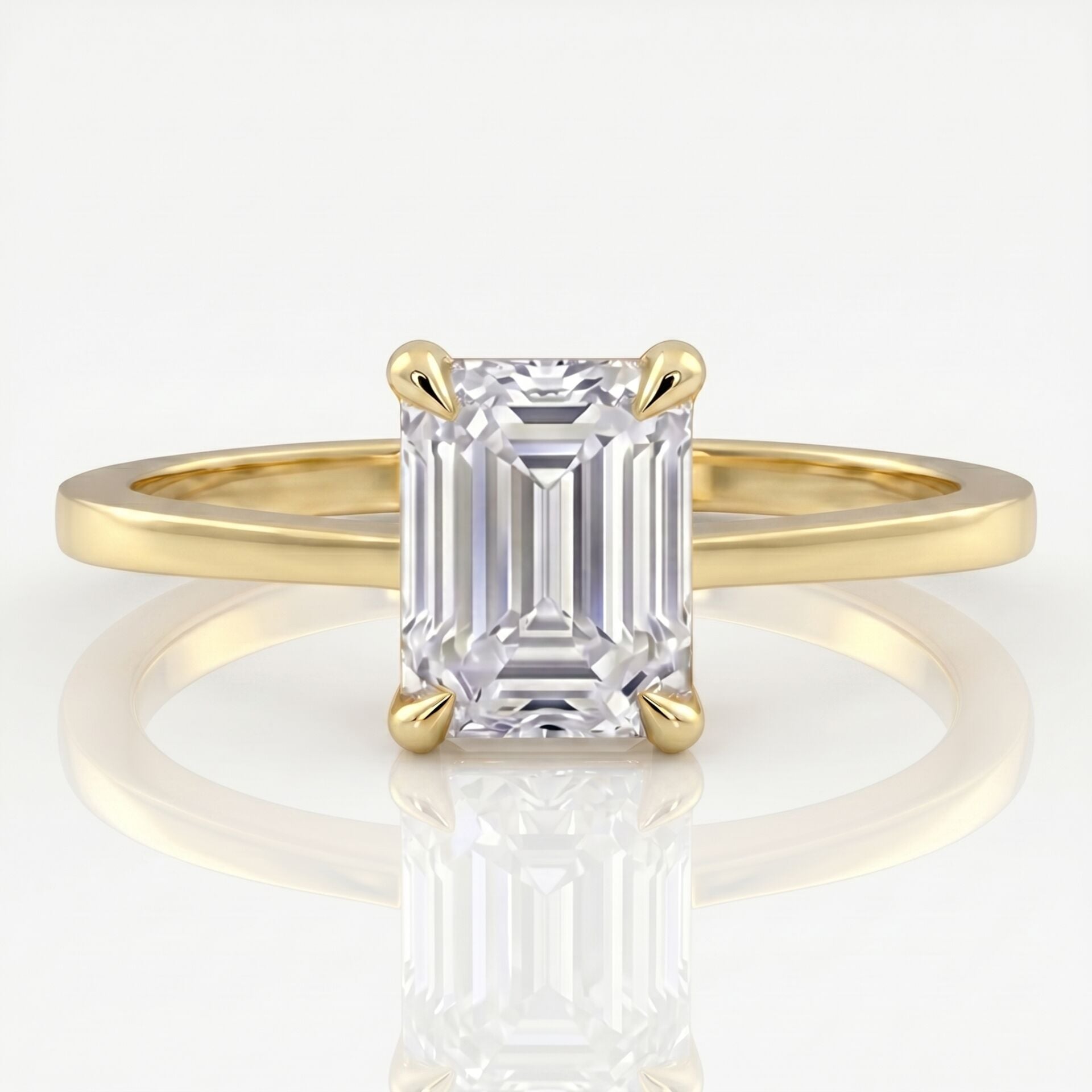 3.00 Carat D VS Lab Diamond Emerald Solitaire Yellow Gold Ring