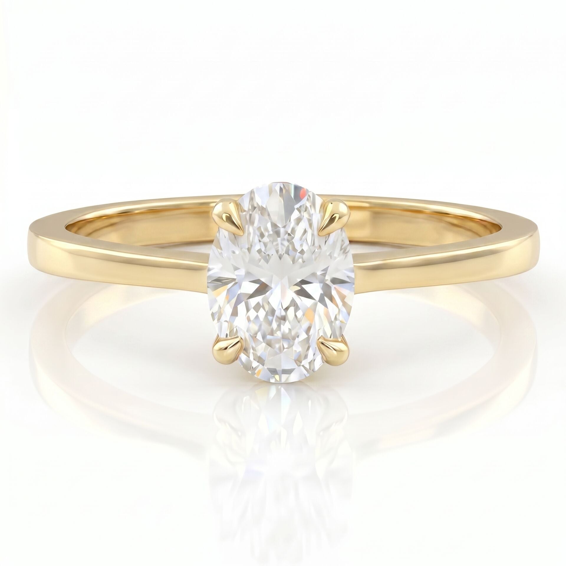 1.00 Carat E VS Lab Diamond Oval Solitaire Yellow Gold Ring