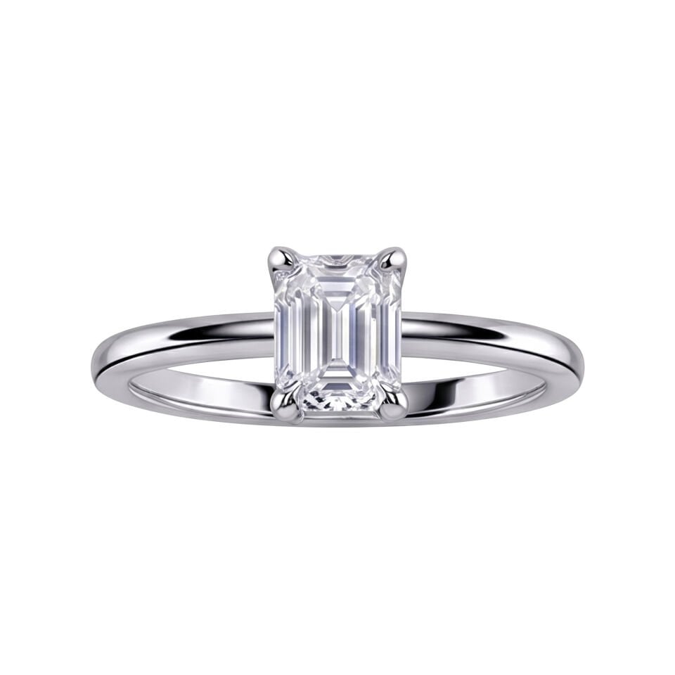 0.90 Karat E VS Laboratuvar Pırlanta Emerald Tektaş Yüzük