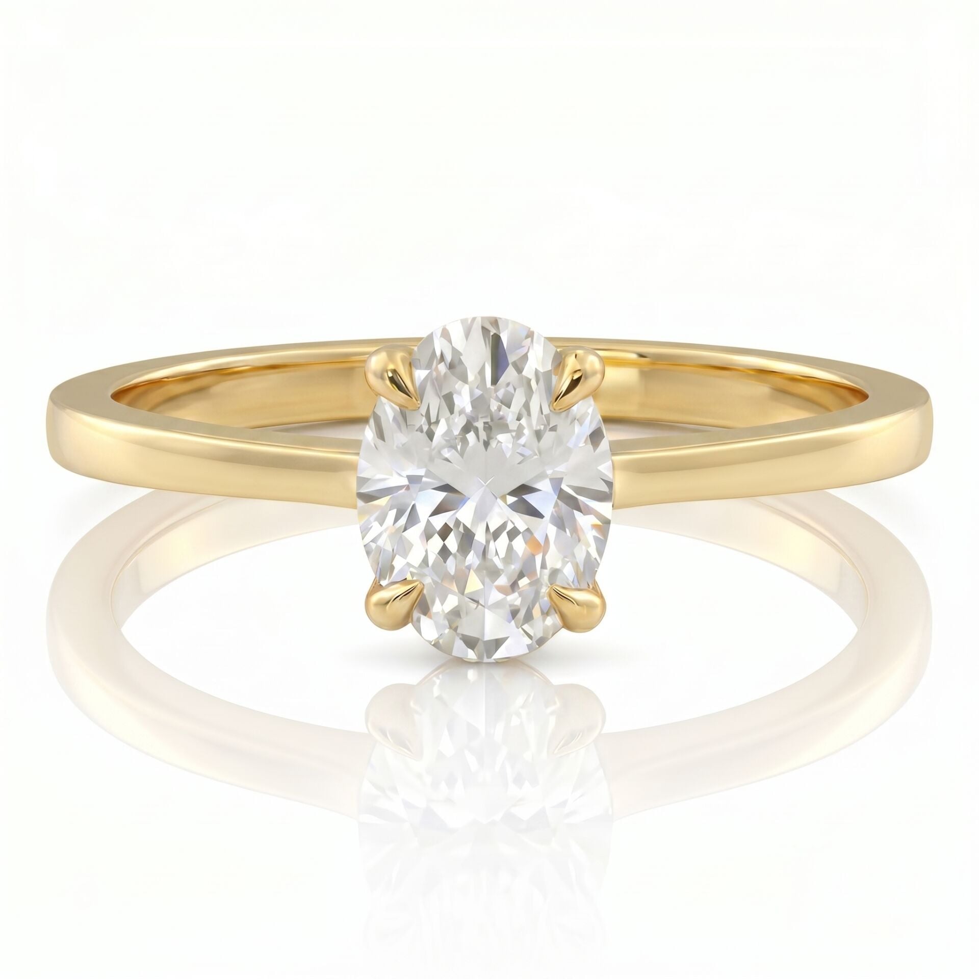 2.00 Carat D VS Lab. Diamond Oval Solitaire Yellow Gold Ring