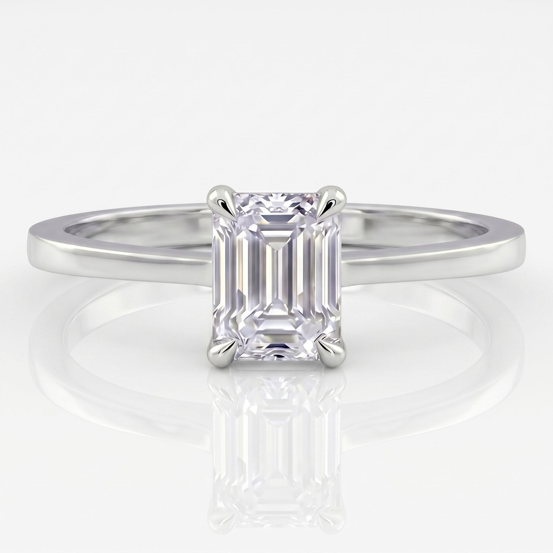 0.90 Carat D VS Lab-Diamond Emerald Solitaire Ring