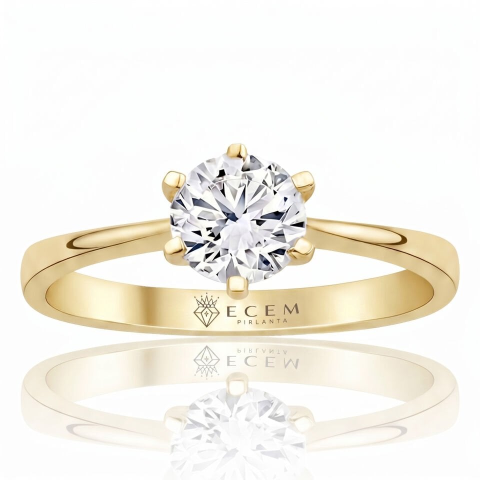 1.50 Carat E VS Lab. Diamond Solitaire Yellow Gold Ring