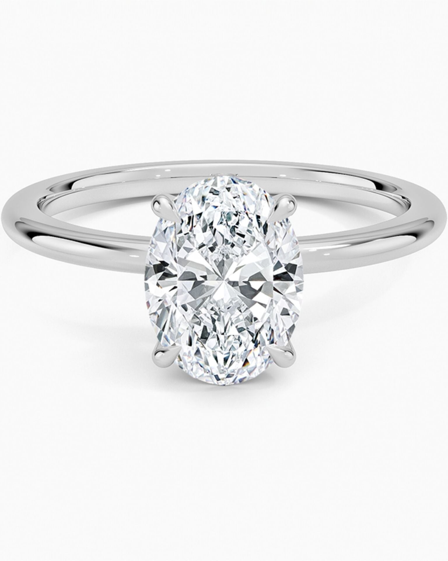 1.50 Karat E VS1 Laboratuvar Pırlanta Oval Tektaş Yüzük