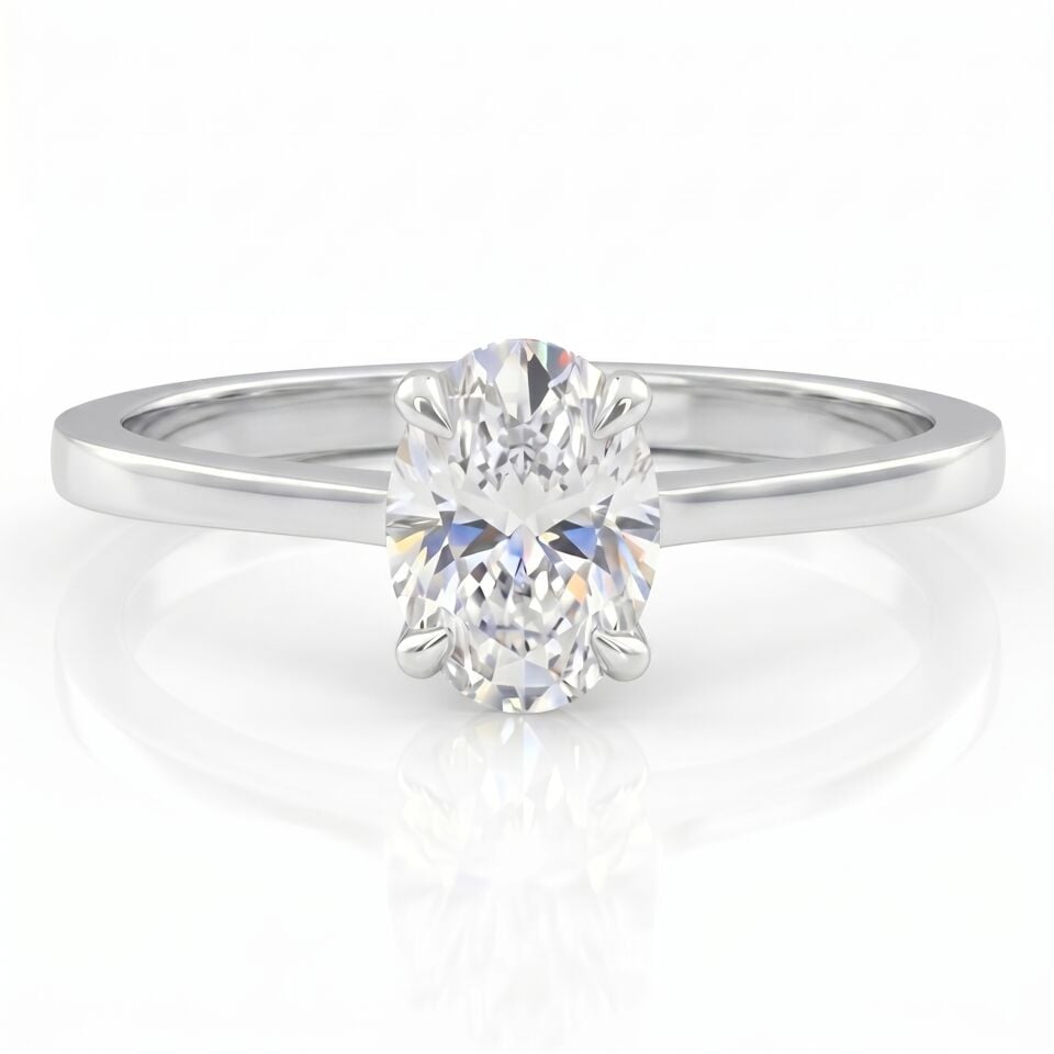1.00 Carat D VS Lab. Diamond Oval Solitaire Ring