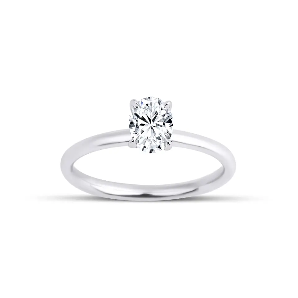 0.80 Karat D VS1 Laboratuvar Pırlanta Oval Tektaş Yüzük