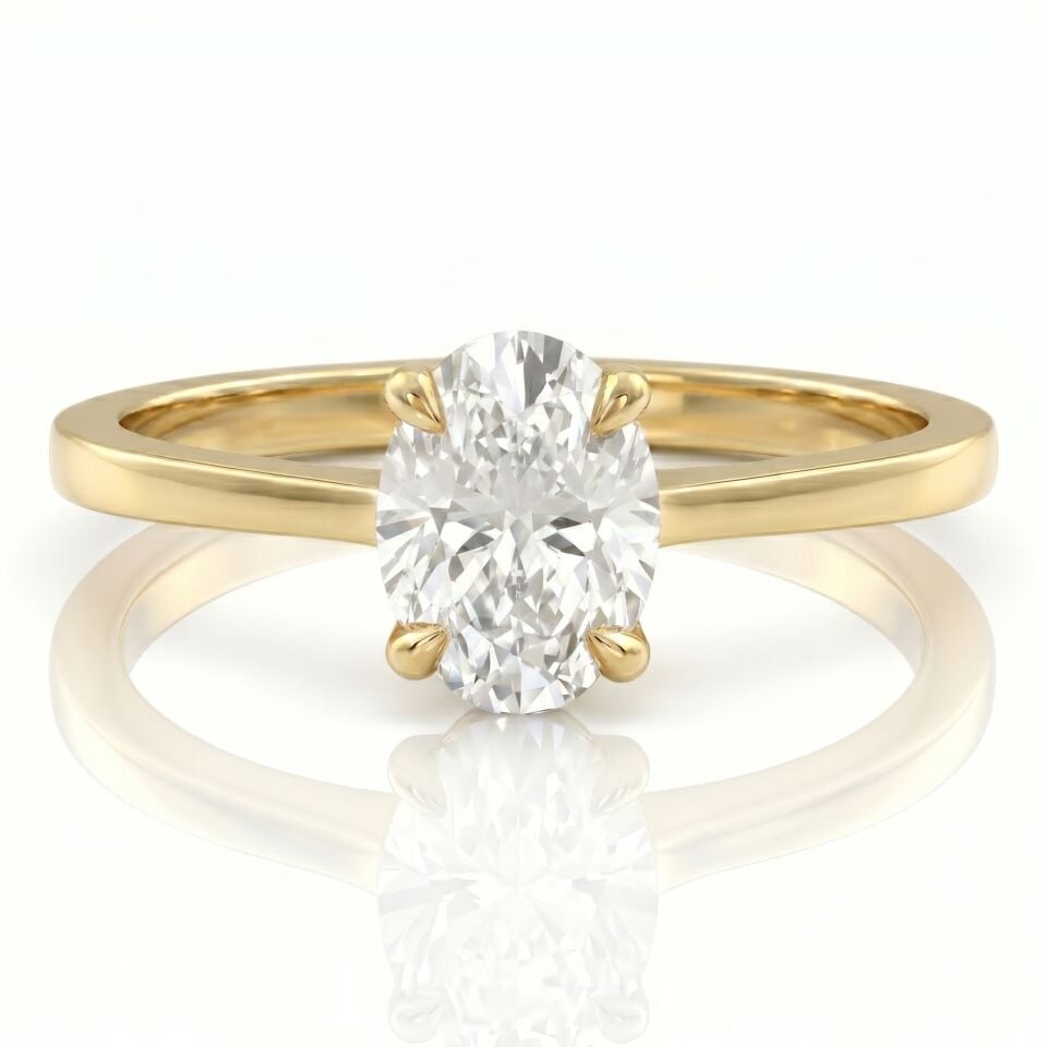 3.00 Carat D VS Lab. Diamond Oval Solitaire Yellow Gold Ring