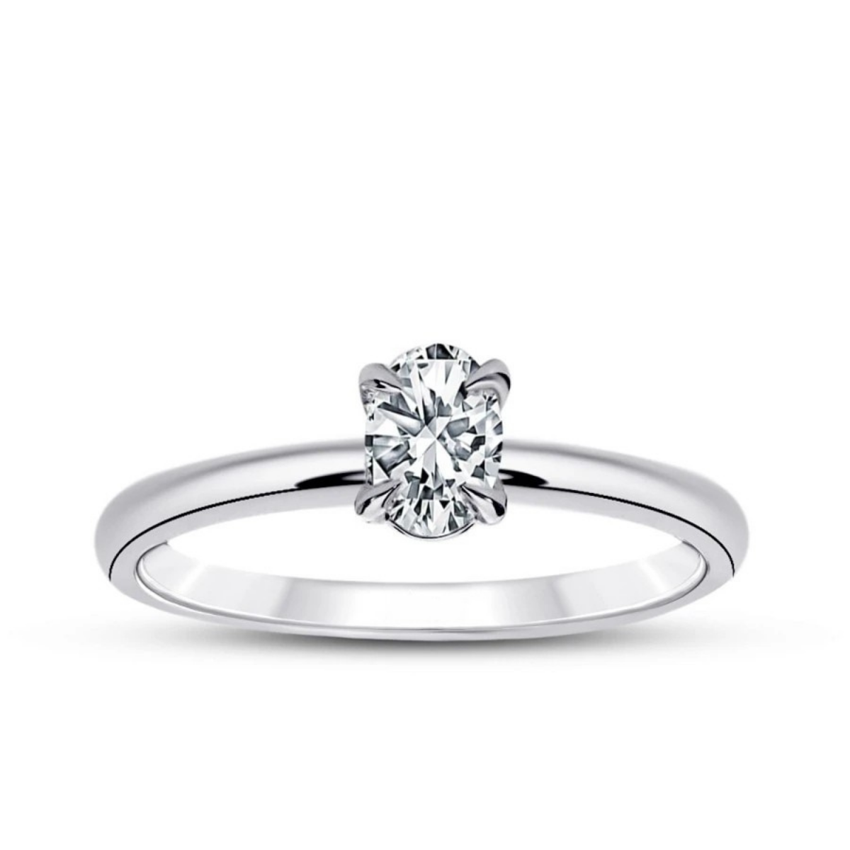 0.70 Karat E VS1 Laboratuvar Pırlanta Oval Tektaş Yüzük