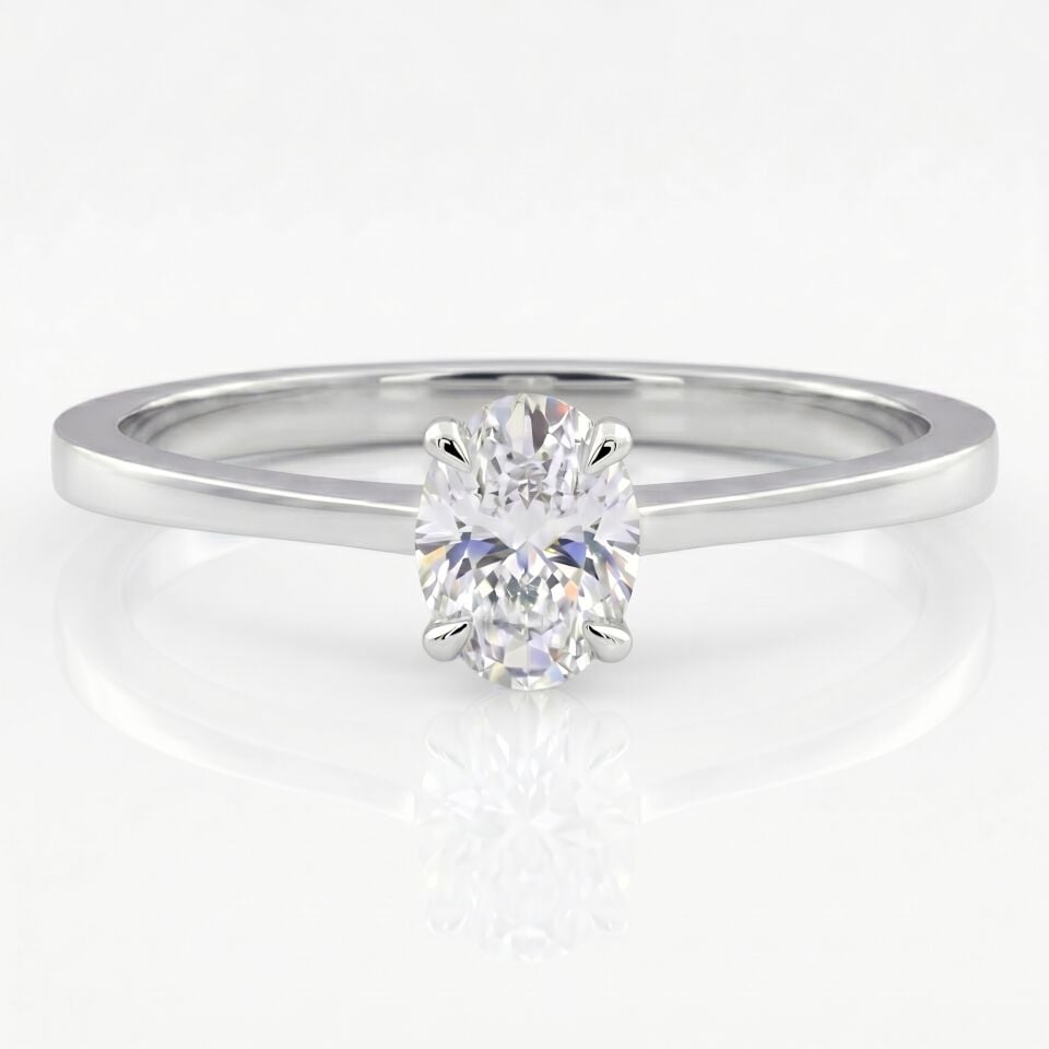 0.50 Carat D VS Lab. Diamond Oval Solitaire Ring