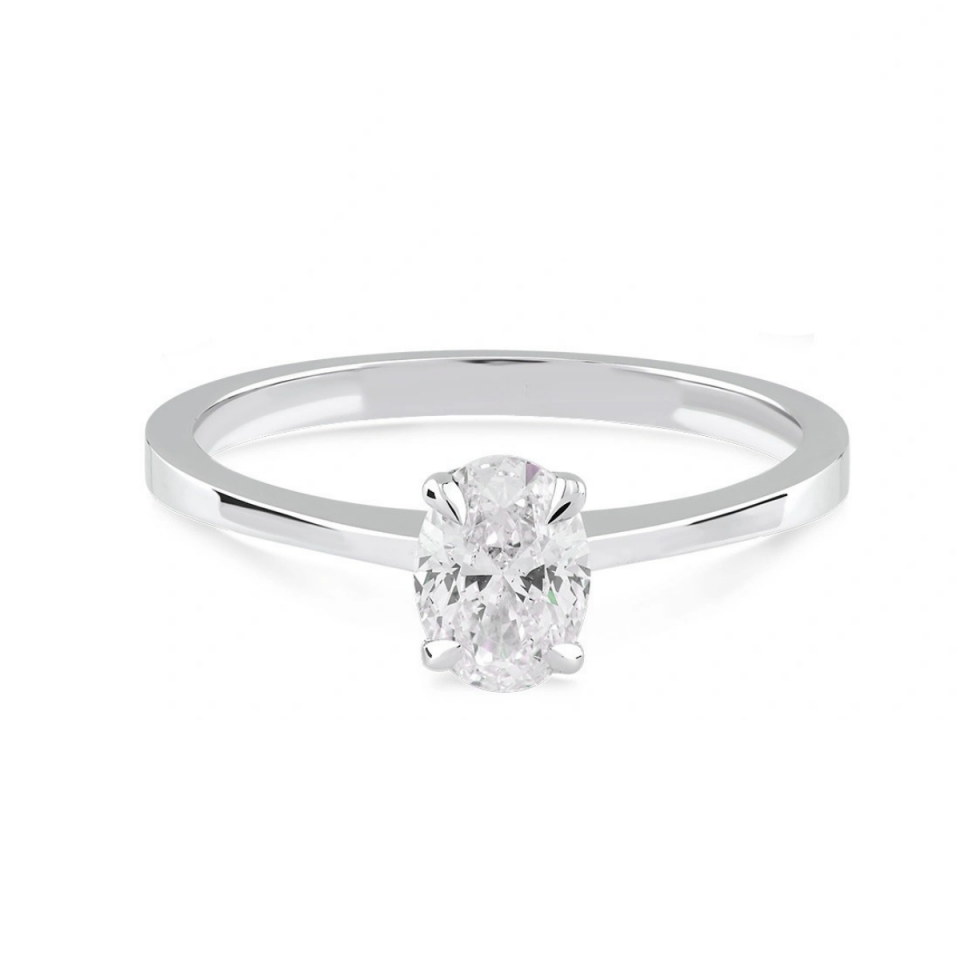 0.50 Karat D VS1 Laboratuvar Pırlanta Oval Tektaş Yüzük