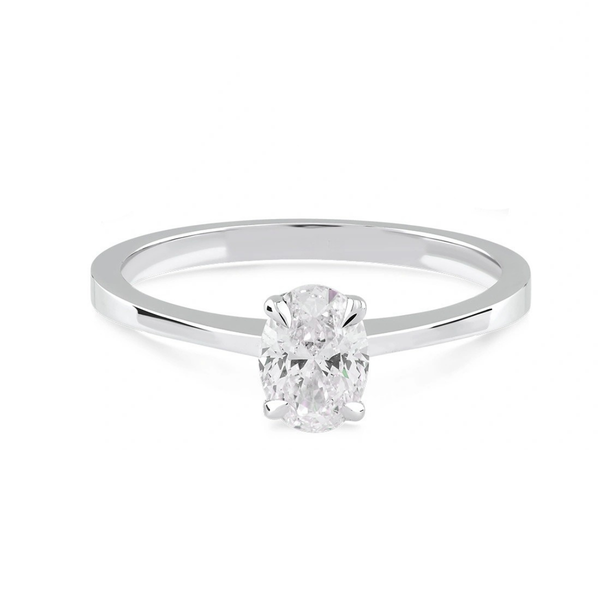 0.50 Karat E VS1 Laboratuvar Pırlanta Oval Tektaş Yüzük