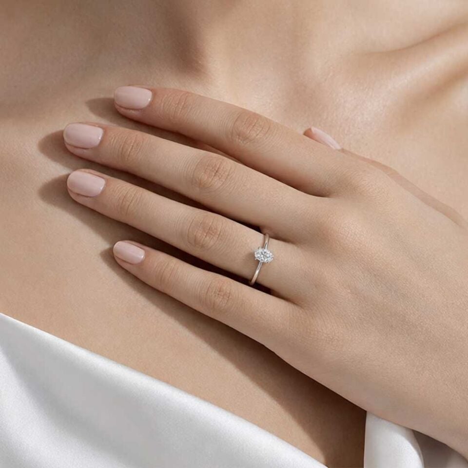 0.40 Carat E VS Lab-Diamond Oval Solitaire Ring