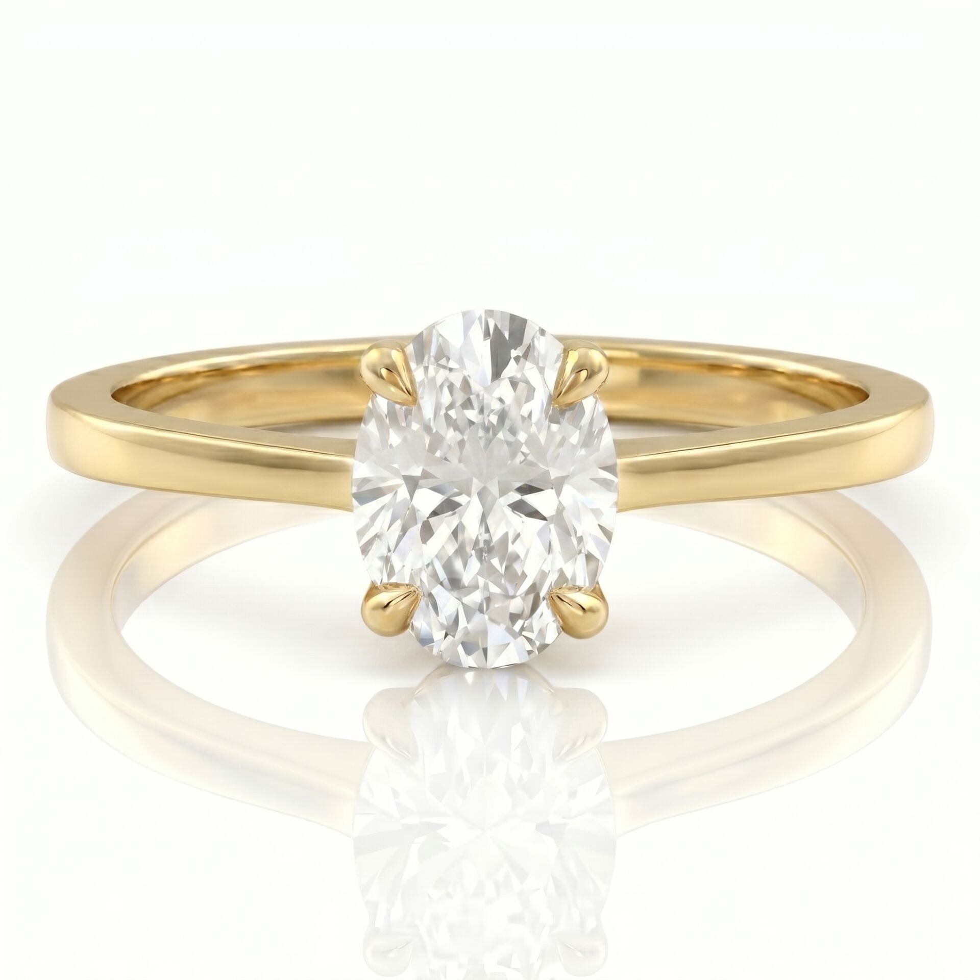 3.00 Carat E VS Lab Diamond Oval Solitaire Yellow Gold Ring