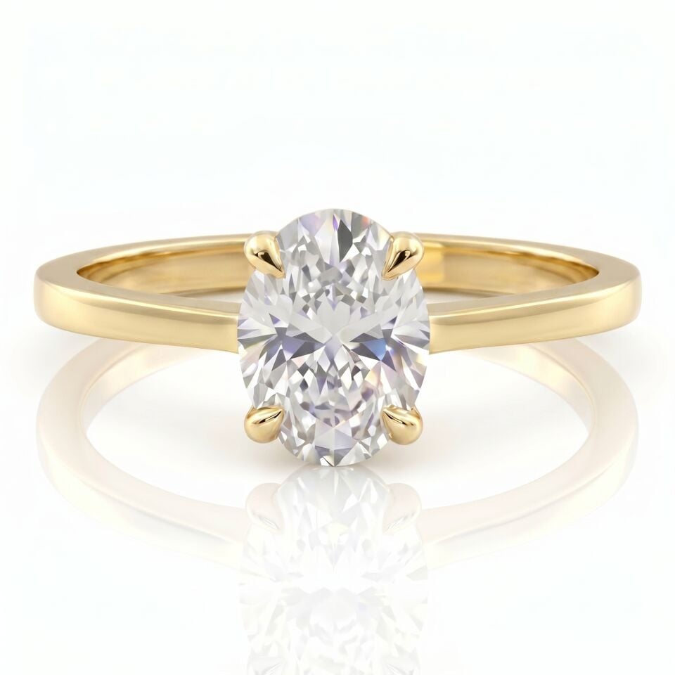 4.00 Carat D VS Lab. Diamond Oval Solitaire Yellow Gold Ring