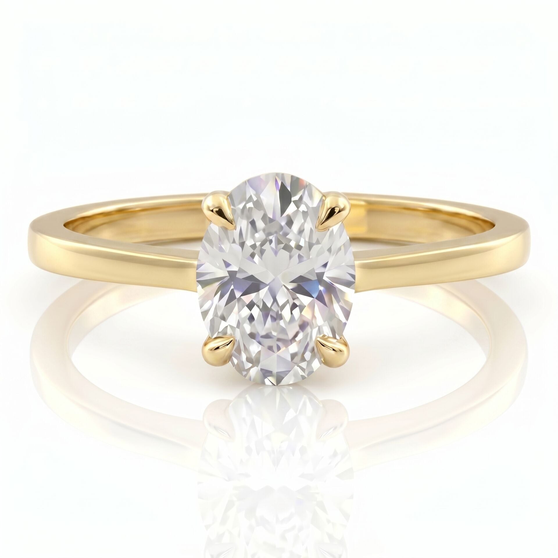 4.00 Carat E VS Lab Diamond Oval Solitaire Yellow Gold Ring