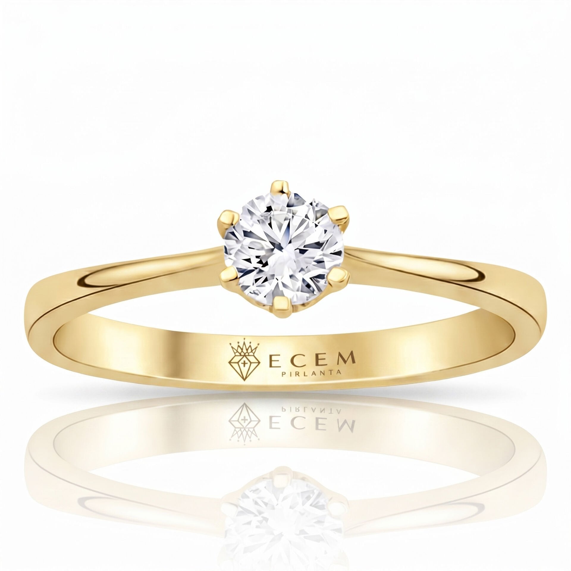 0.50 Carat E VS Lab. Diamond Solitaire Yellow Gold Ring