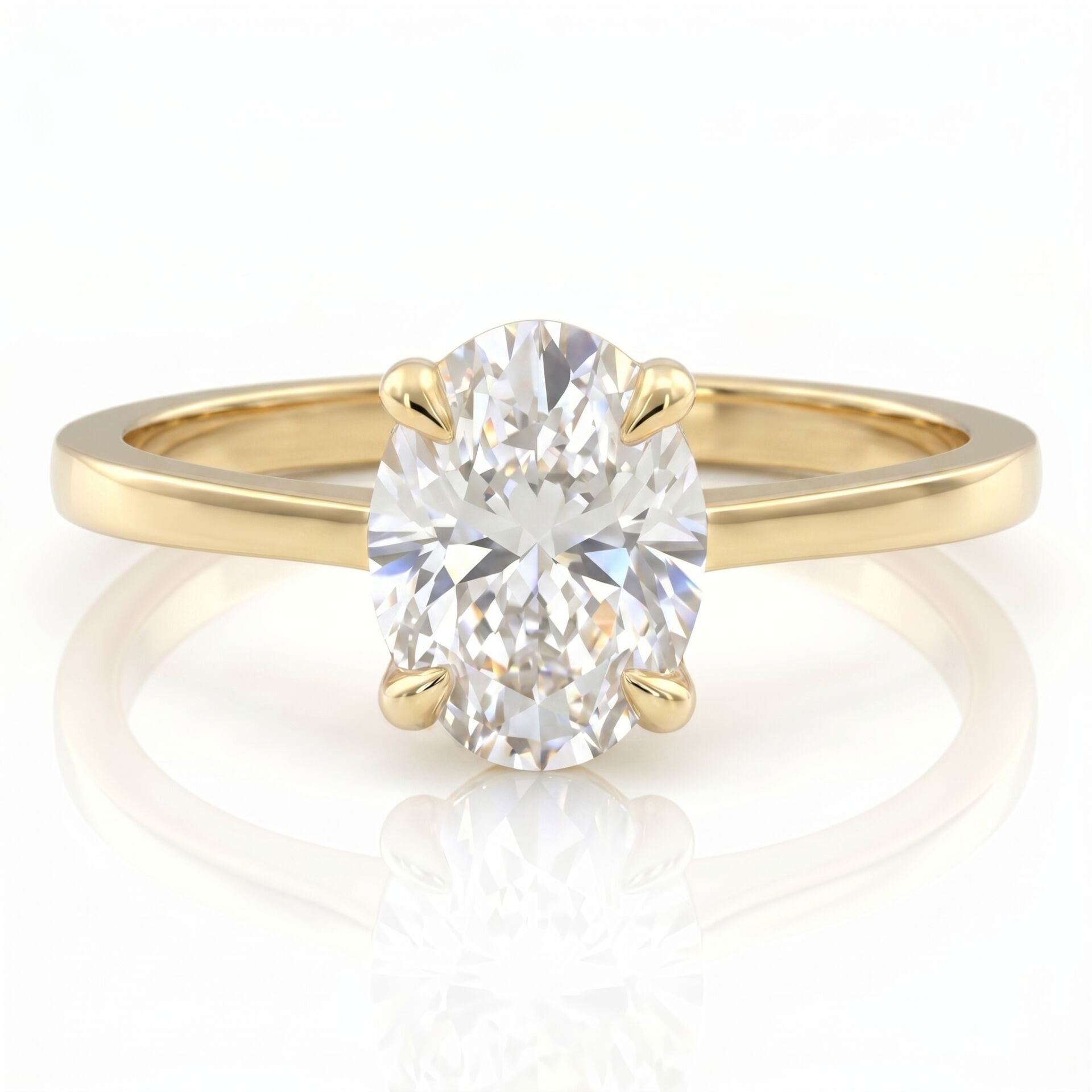 5.00 Carat E VS Lab Diamond Oval Solitaire Yellow Gold Ring