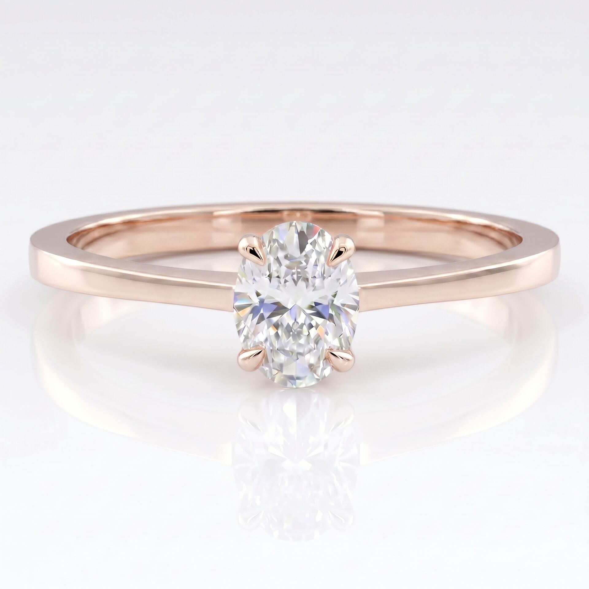 0.40 Carat D VS Lab Diamond Oval Solitaire Rose Gold Ring