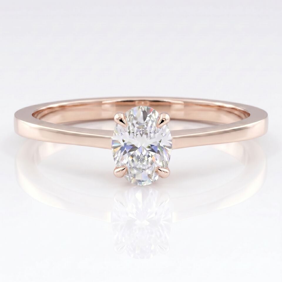 0.40 Carat D VS Lab Diamond Oval Solitaire Rose Gold Ring