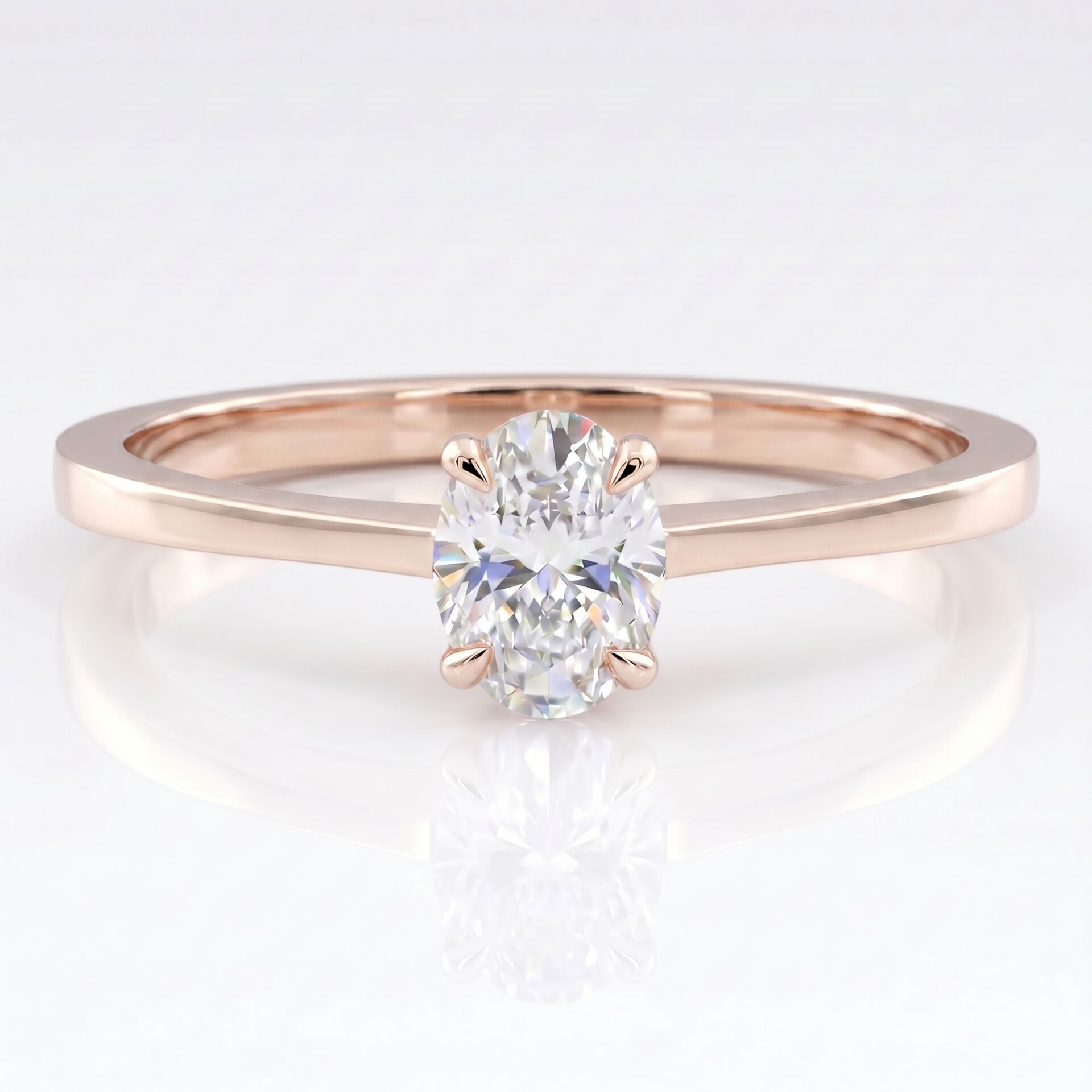 0.40 Carat E VS Lab Diamond Oval Solitaire Rose Gold Ring