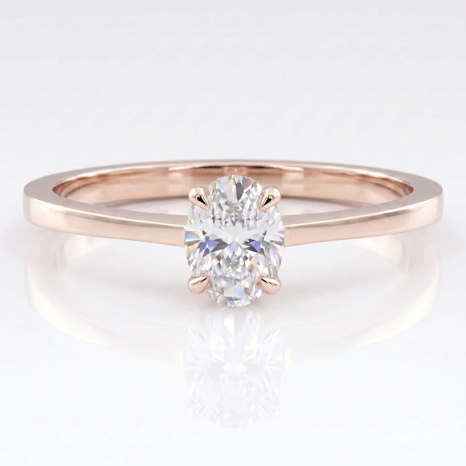 0.40 Carat E VS Lab Diamond Oval Solitaire Rose Gold Ring