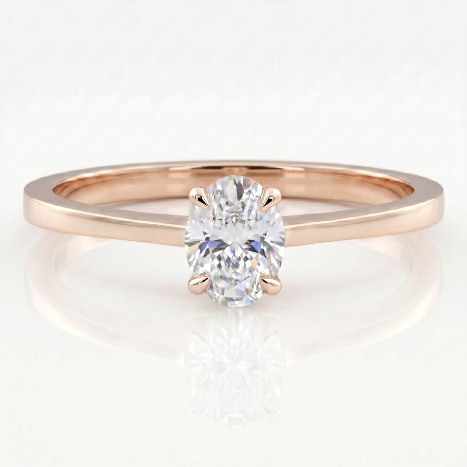 0.50 Carat E VS Lab Diamond Oval Solitaire Rose Gold Ring