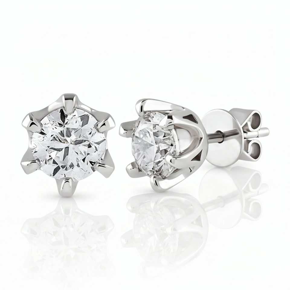 6.00 Karat E VS Laboratuvar Pırlanta Tektaş Küpe