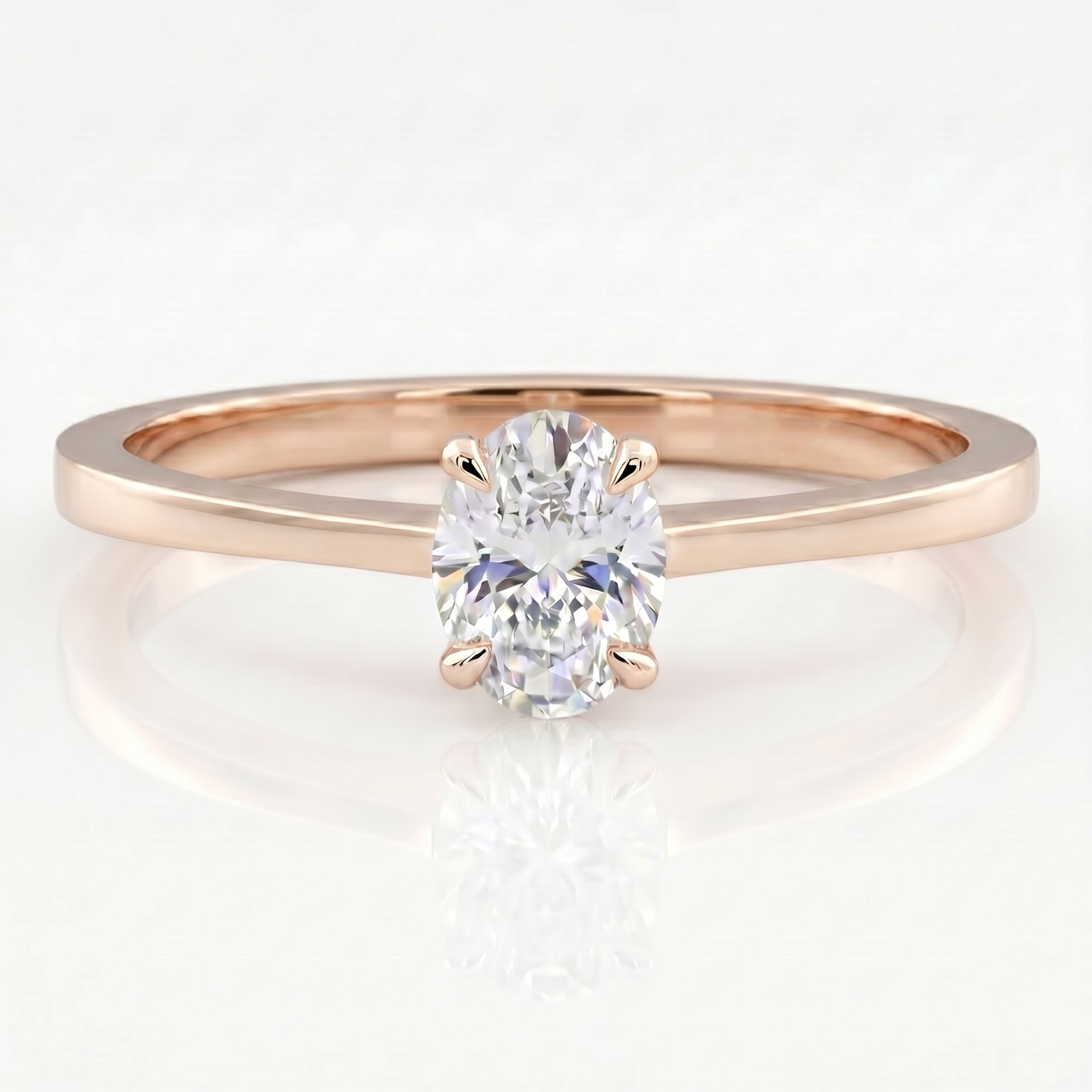 0.50 Carat D VS Lab. Diamond Oval Solitaire Rose Gold Ring