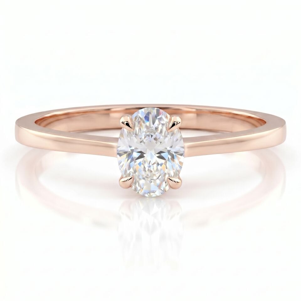 0.60 Carat E VS Lab Diamond Oval Solitaire Rose Gold Ring