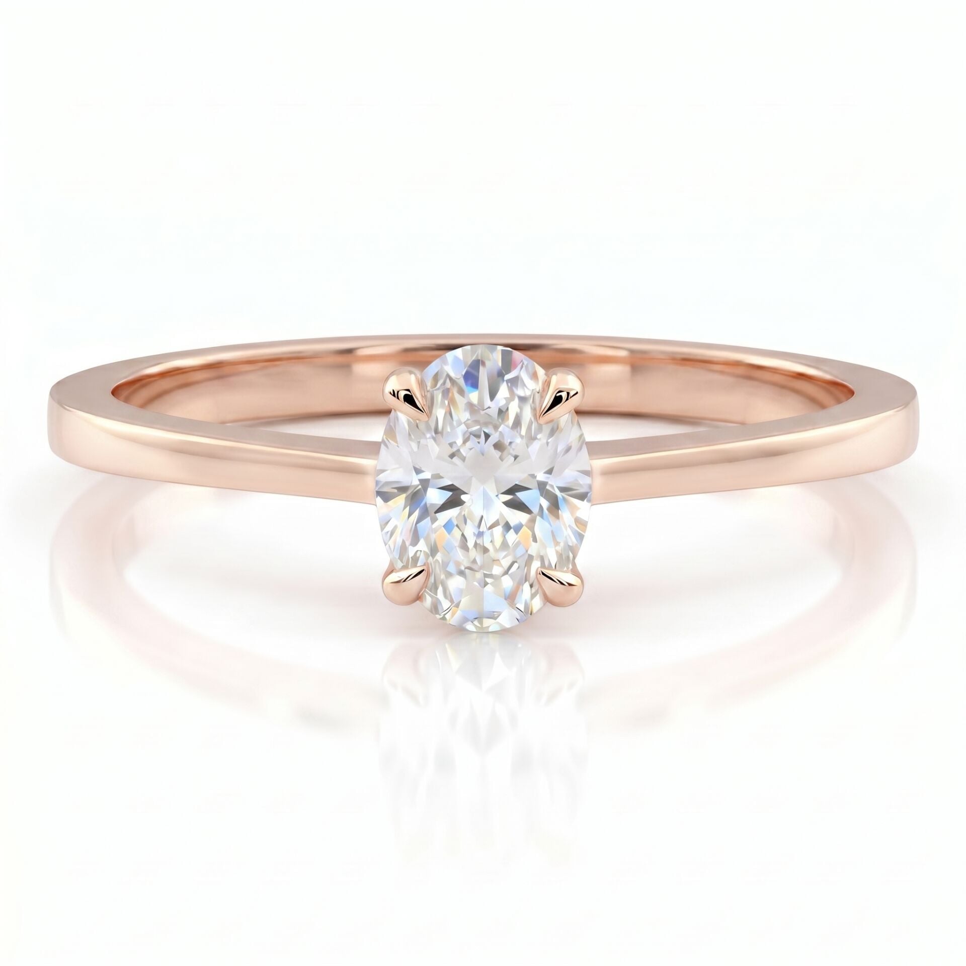 0.60 Carat D VS Lab. Diamond Oval Solitaire Rose Gold Ring