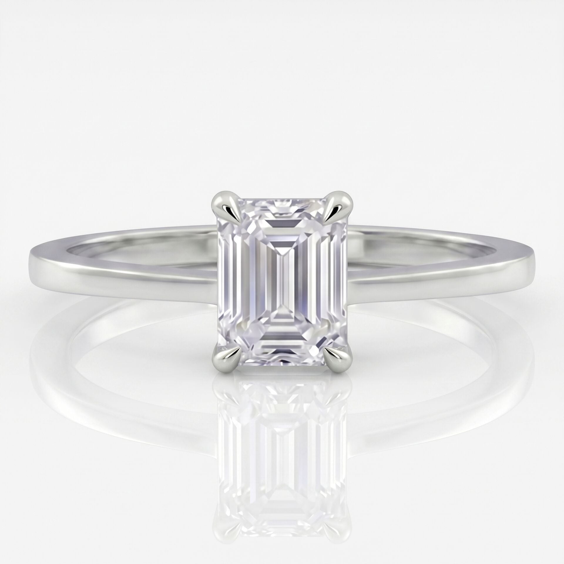 1.00 Carat E VS Lab Diamond Emerald Solitaire Ring
