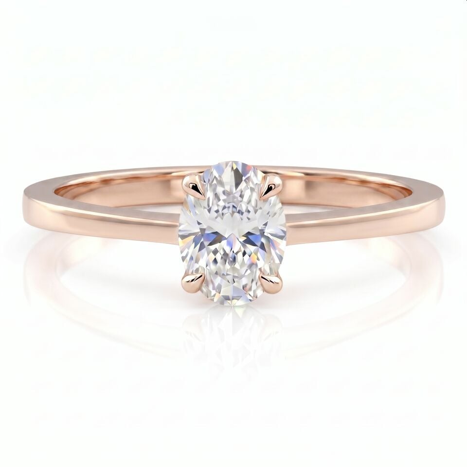 0.70 Carat D VS Lab Diamond Oval Solitaire Rose Gold Ring