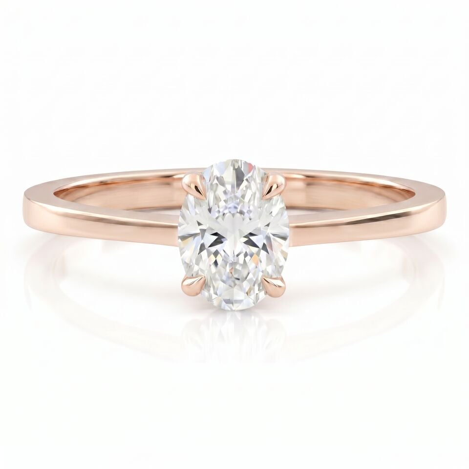 0.80 Carat D VS Lab. Diamond Oval Solitaire Rose Gold Ring