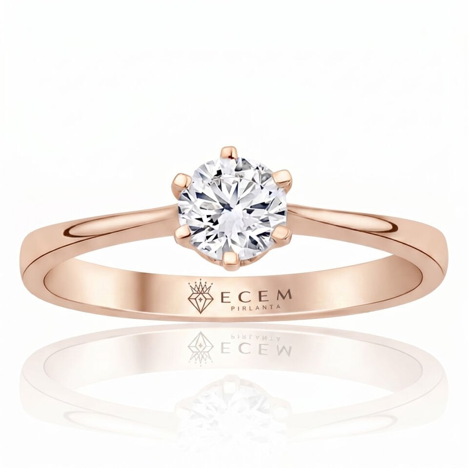 0.70 Carat E VS Lab Diamond Solitaire Rose Gold Ring