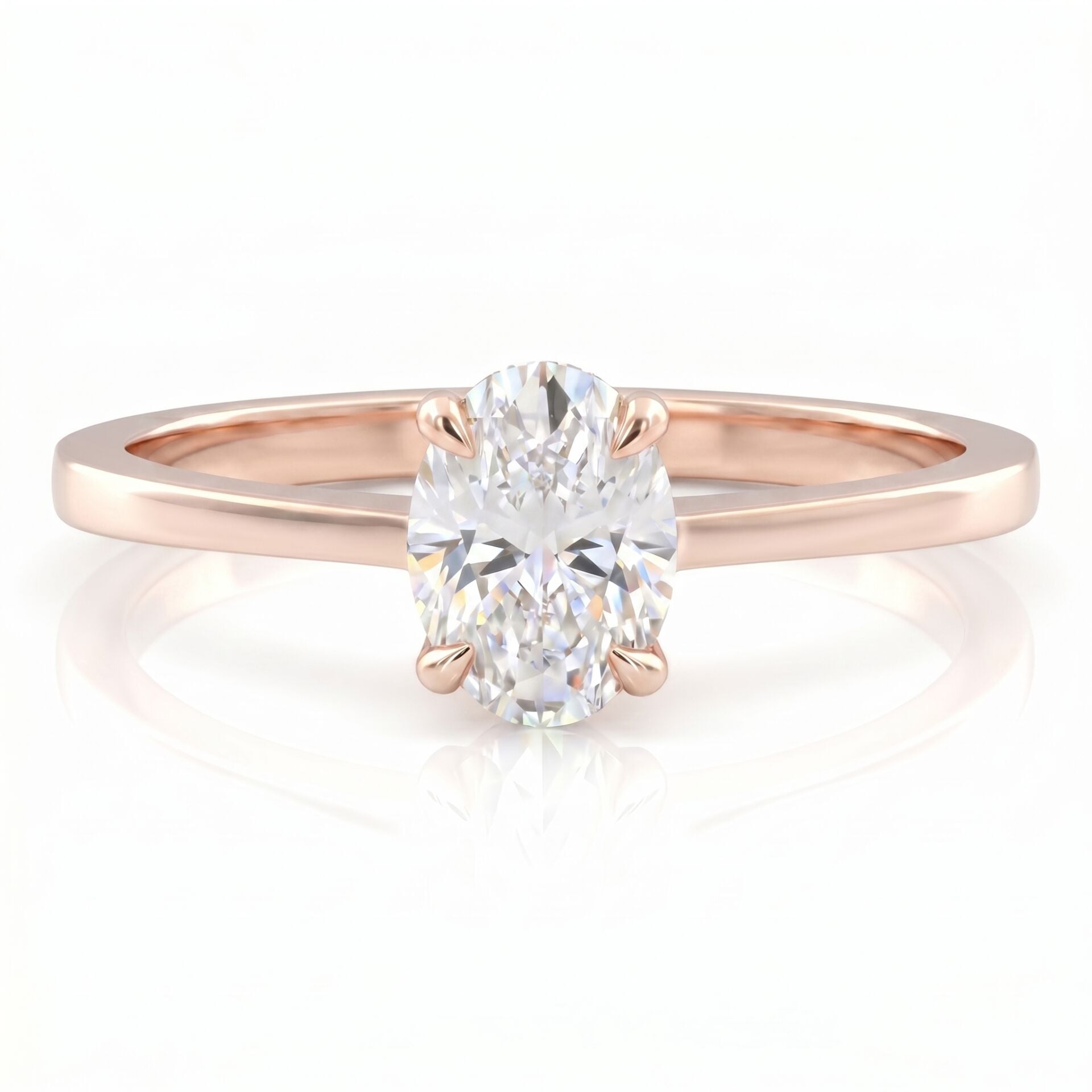 0.90 Carat E VS Lab Diamond Oval Solitaire Rose Gold Ring