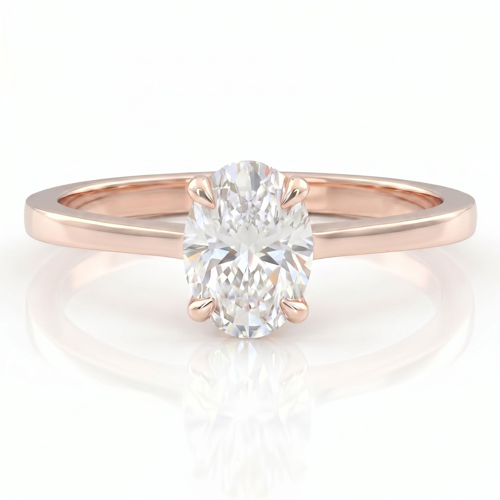 1.00 Carat D VS Lab Diamond Oval Solitaire Rose Gold Ring