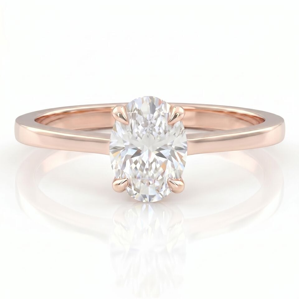 1.00 Carat D VS Lab Diamond Oval Solitaire Rose Gold Ring