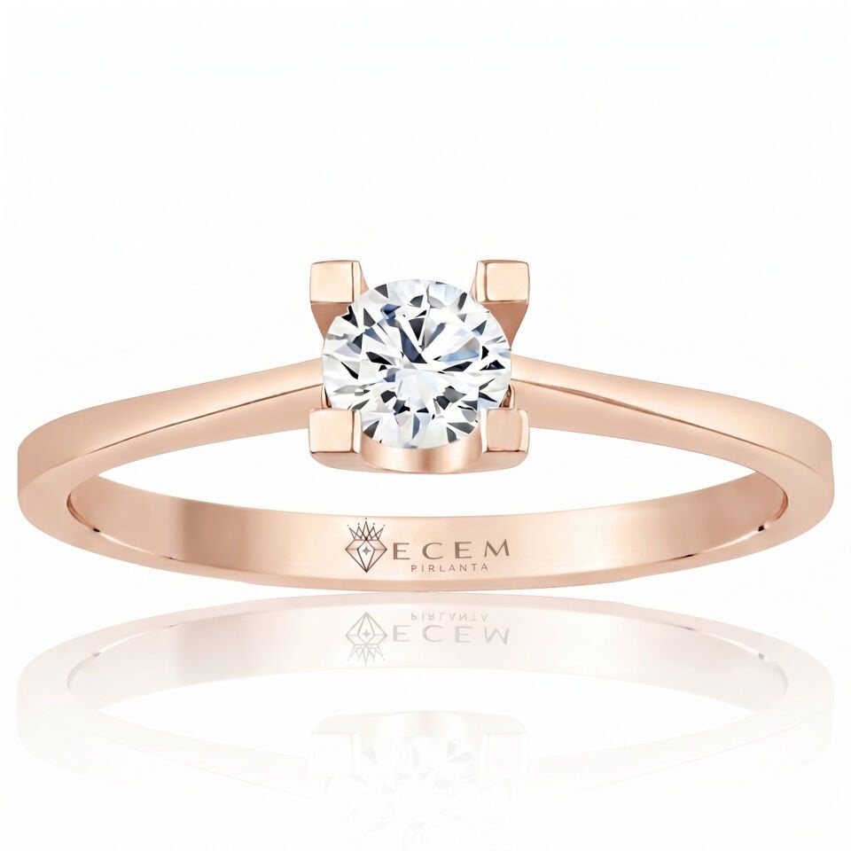 0.70 Carat E VS Lab Diamond Solitaire Rose Gold Ring