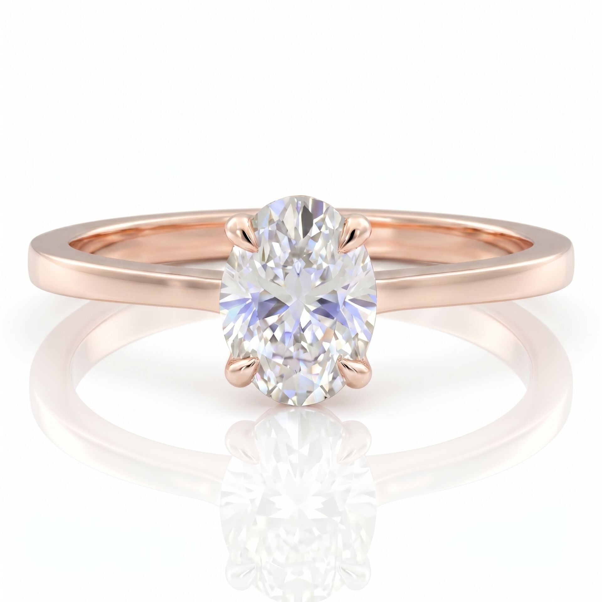 1.50 Karat D VS Laboratuvar Pırlanta Oval Tektaş Rose Altın Yüzük